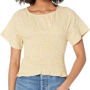 NWT $88 Size S Yellow Stripe Madewell Short Sleeve Top Butterfly Sleeves 116